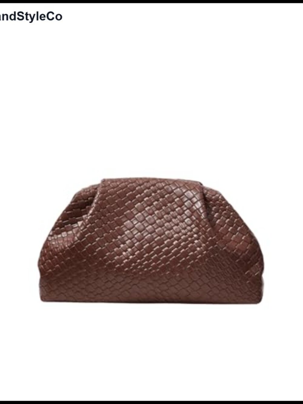 Faux PU Leather Woven Evening Bag Ruched Clutch Purse No Strap Handbag